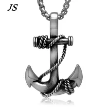 Js Vintage del motorista del Mens cuerpo de acero Navy Anchor collar para hombre de Hip Hop cadena clásica náutico de cadena gruesa TN017