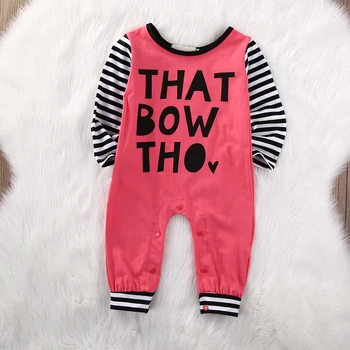 

Newborn Baby Clothes For Girl Boy Rompers That bow Stripe Cotton Jumpsuit Playsuit Infant Outfits Set