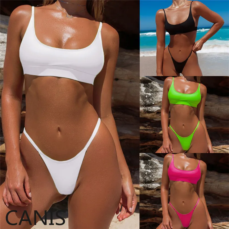 

Sexy Solid Bikinis Set 2019 Women Swimsuit Push Up Bikini Set Red Black White Bathing Suits Brazilian Swimwear Swim Beach Suit