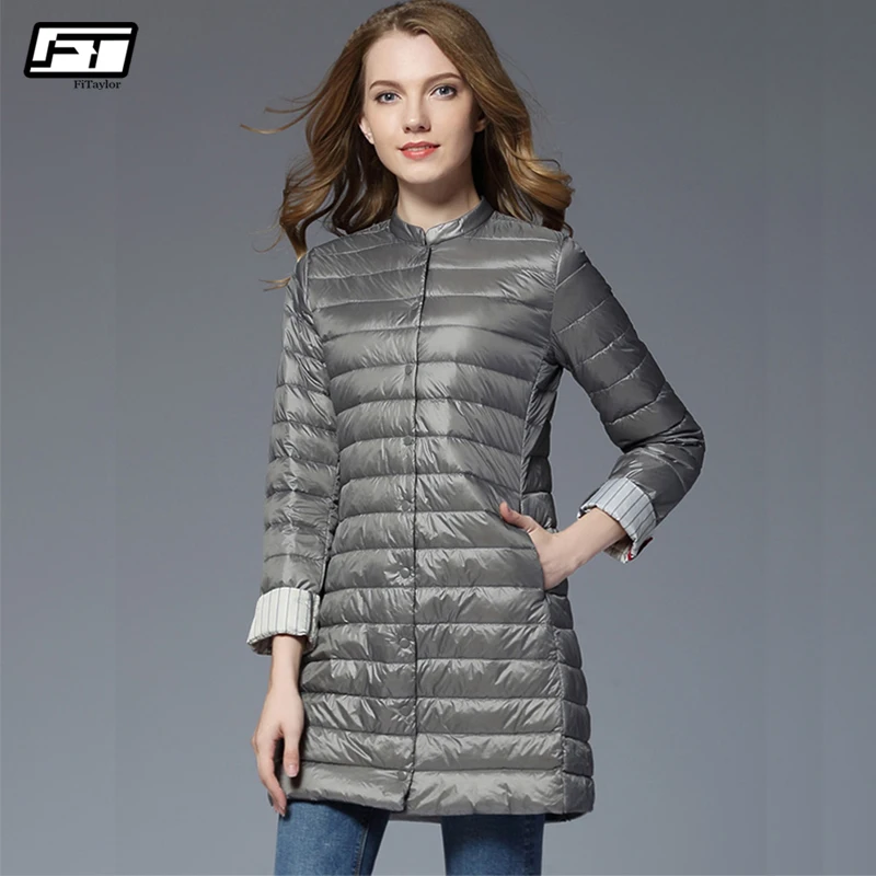 

Fitaylor Woman Winter Padded Warm Coat Ultra Light Duck Down Long Jacket Female Overcoat Slim Jackets Spring Portable Parkas