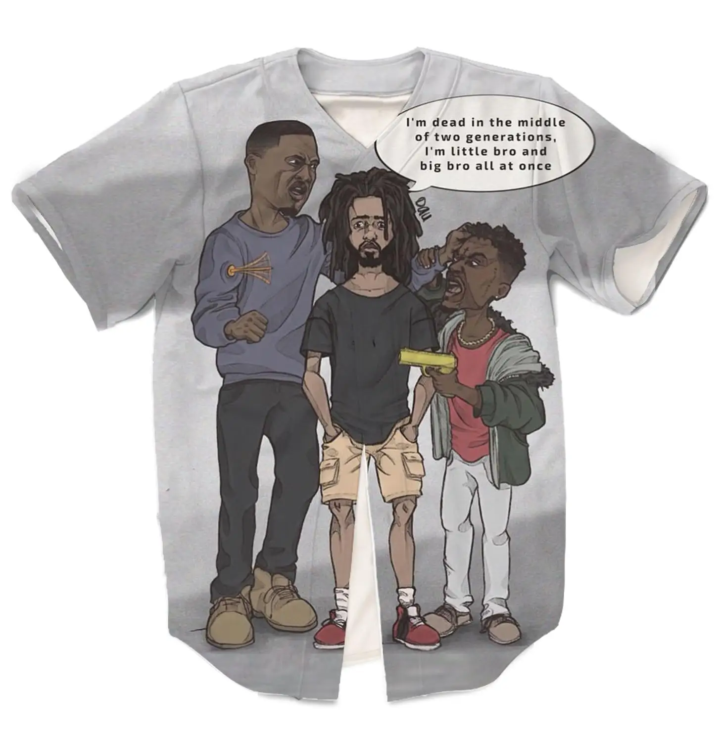 Настоящее США американский размер J COLE Высокое качество 3D сублимационная печать Кнопка вверх Джерси 3XL 4XL 5XL 6XL
