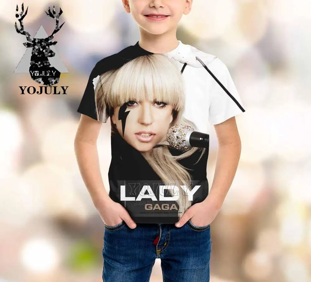 YOJULY Lady Gaga harajuku/детская одежда с 3d принтом для маленьких мальчиков и девочек-подростков детская футболка Лидер продаж, модные футболки Modis A346 - Цвет: 2