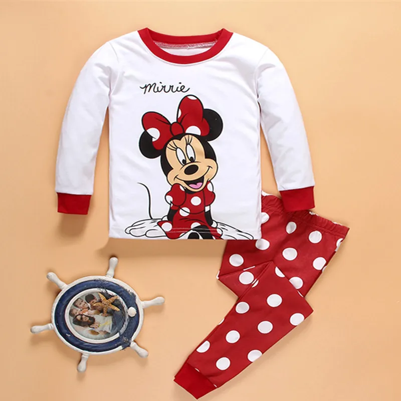 

Girls' White Top Pants PHalloween Minnie Mouse Costumes Summer baby cotton short-sleeved cartoon children's Anime pajamas suits