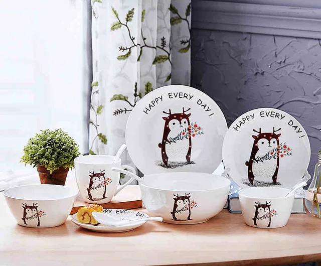 10pcs Set Bone China Children Dinnerware Cute Animal Cartoon 10pcs Set Bone China Children Dinnerware Cute Animal Cartoon Baby Plate