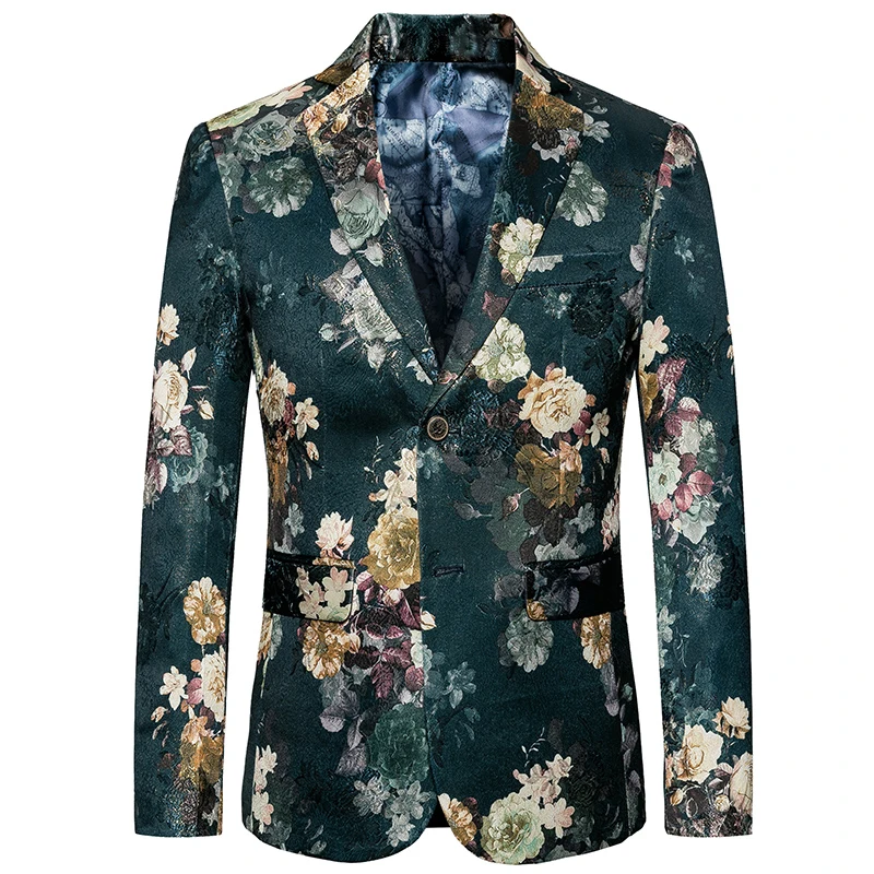 HIGH STREET Baroque Runway Designer Men's Blazer Gorgeous Floral Jacquard Blazer Jacket Plus size M-6XL