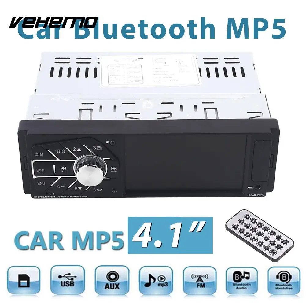 

Vehemo Support Rear View Multimedia Player MP3 Video Player 4.1" Automobile Car MP5 Automotive 1Din Support SD Card