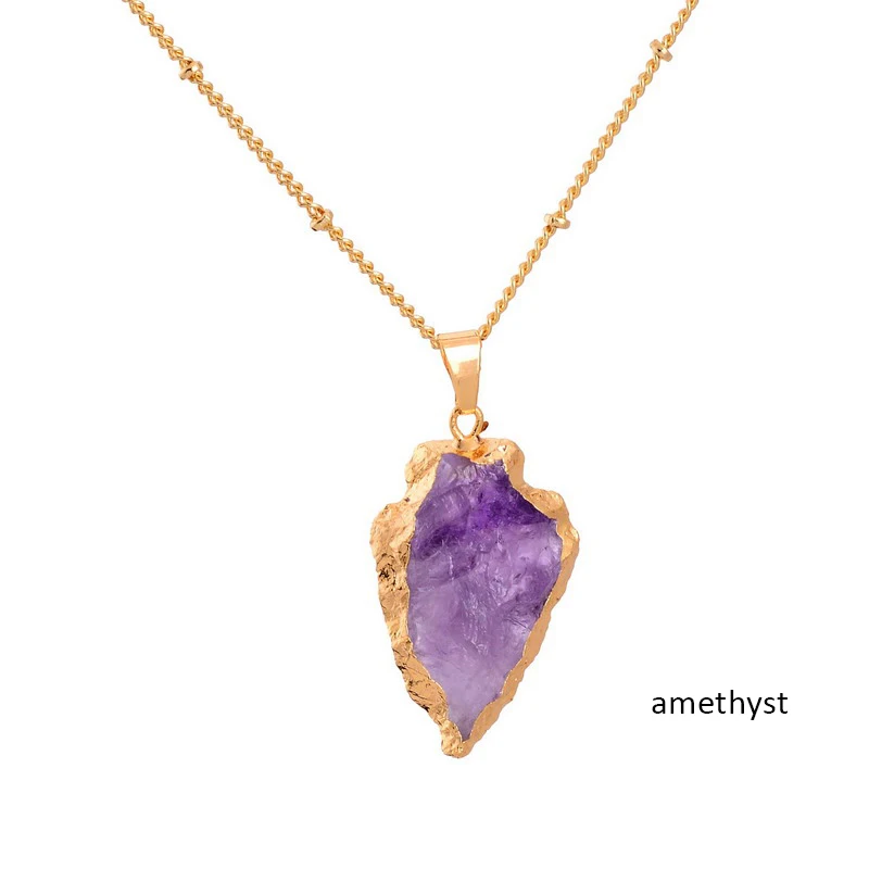 Amethyst SEDmart фиолетовый кристалл натуральный камень подвеска «Стрела» Исцеление Кристалл ожерелье для женщин - Окраска металла: Amethyst