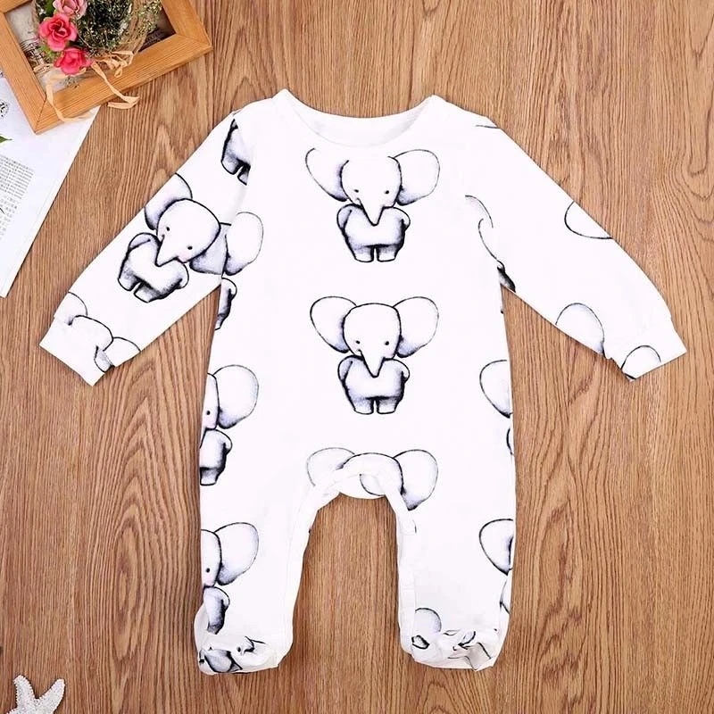 Cute Baby Elephant Print Romper Baby Boy Girl Clothing Newborn Cotton Long Sleeve Romper Jumpsuit 2017 New Baby Clothing Outfits Cute Baby Elephant Print Romper Baby Boy Girl Clothing Newborn Cotton Long Sleeve Romper Jumpsuit 2017 New Baby Clothing Outfits