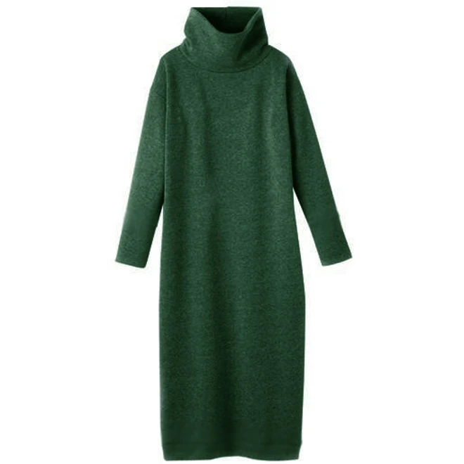 Женское осенне зимнее платье утолщенное теплое макси с бархатным утеплителем