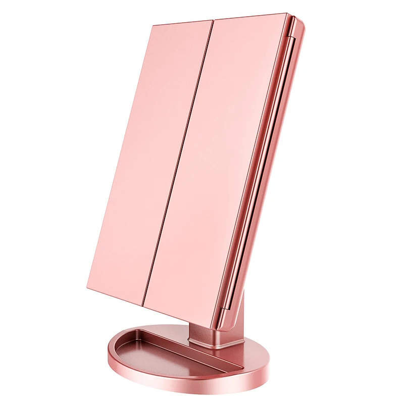 22 LED Touch Screen Light Makeup Mirror Table Desktop Makeup 1X/2X/3X/10X Magnifying Mirrors Vanity 3 Folding Adjustable Mirror