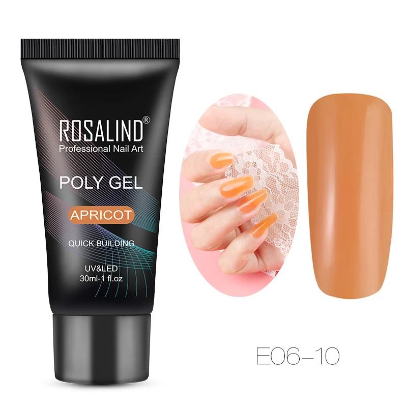 RE06-10 Полигель для наращивания ногтей ROSALIND, акриловый Гибридный лак для наращивания температуры, Базовый Гель-лак для ногтей, маникюрный набор - Цвет: RE06-10