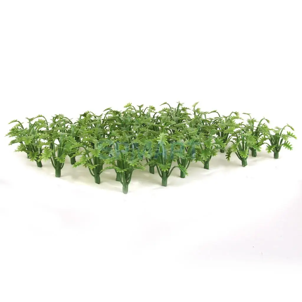 100Pcs Plastic Painted Green Ground Grass Tree Model DIY Landscape Railway Wargame Park Diorama Scenery 1/32-1/42