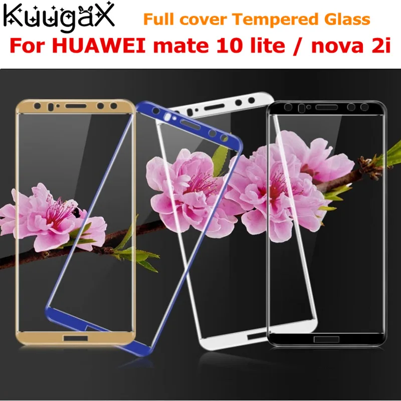 Для HUAWEI Mate 10 Lite nova 2i Полное покрытие экрана из закаленного стекла защитный чехол для смартфона 9 H закаленный Черный Белый Золотой синий