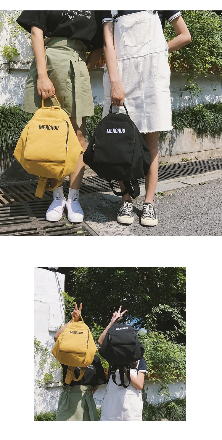 Menghuo Solid Color Multifunctional Bag Canvas Backpack Women Mochila School Bag for Travel Backpacks School Backpack for Girls (8)