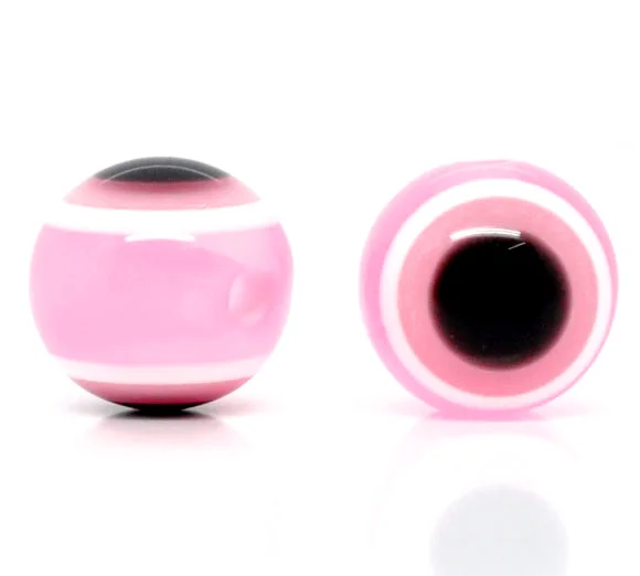 

DoreenBeads Resin Spacer Beads Ball Pink Eye Pattern About 10mm( 3/8") Dia, Hole: Approx 2mm, 15 PCs new