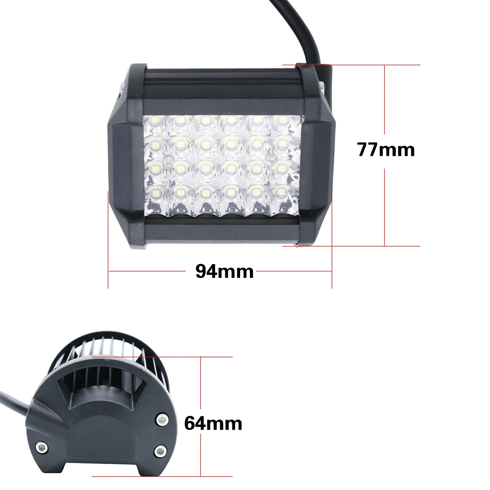 2PCS 4 Inch Waterproof LED Light Bar LED Work Light for Driving Offroad Boat Car Tractor Truck 4x4 SUV ATV 12V 24V Rated 72W (1 (4)