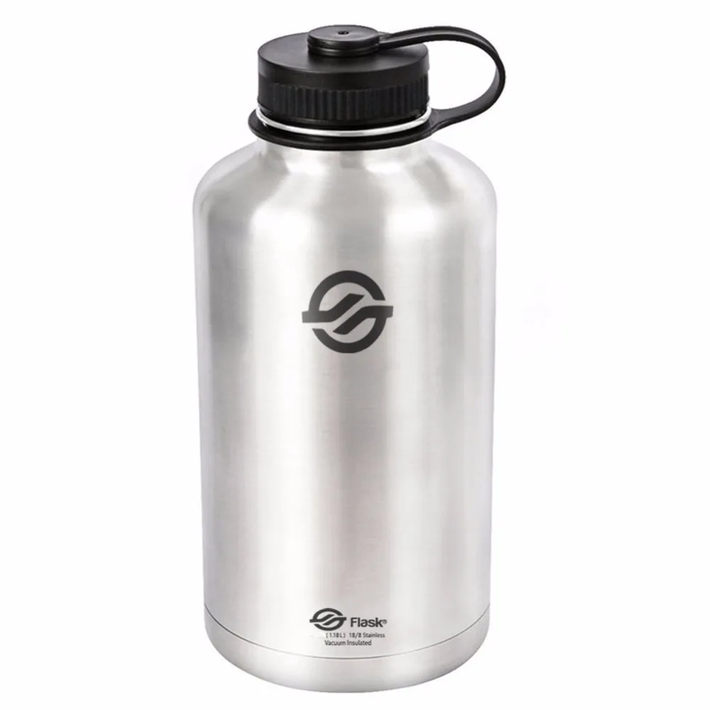 Eleoption 64 oz двухслойная вакуумная Изолированная бутылочное пиво из нержавеющей стали черный/серебристый