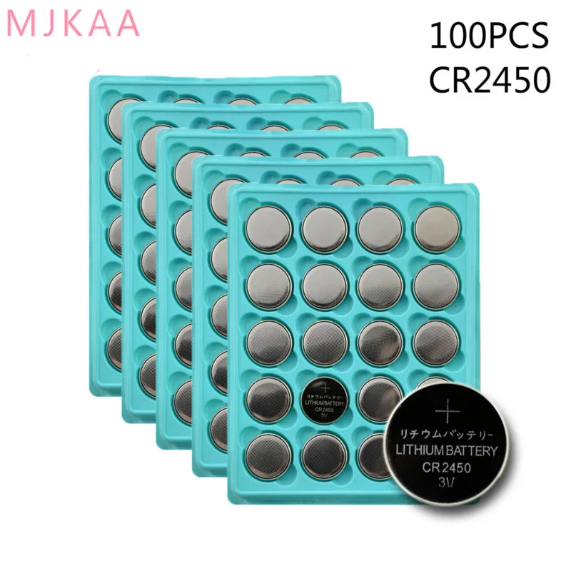 

100PCS CR2450 Button Batteries For Watch Electronic Toy Remote KCR2450 5029LC LM2450 Cell Coin Lithium Battery 3V CR 2450