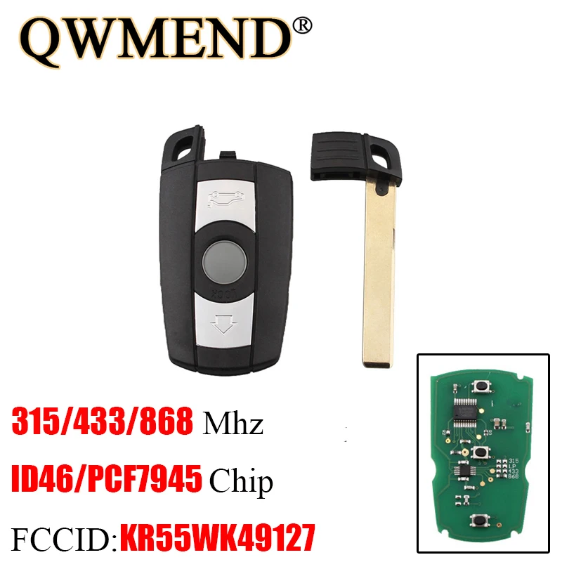 

QWMEND 868MHz 433Mhz 315MHZ Car Remote Smart Key for BMW 1/3/5/7 Series X5 X6 Z4 CAS3 System