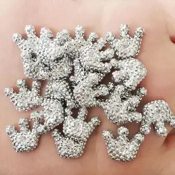 

DIY 60pcs Resin silver crown Flat back Wedding decoration crafts buttons D732