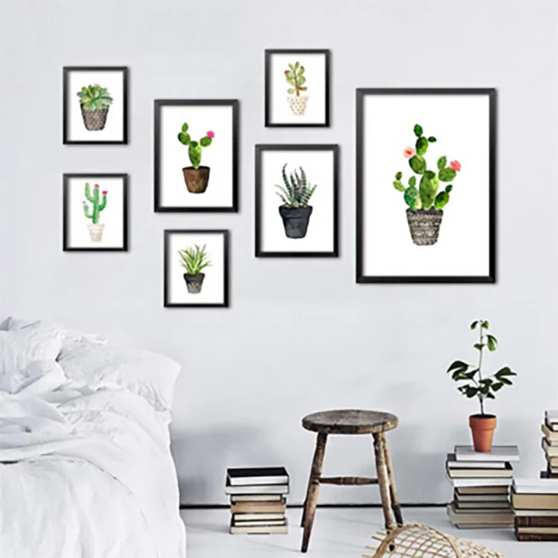 

Hot sell Nordic Watercolor succulent Green plant Canvas Art Print Poster, Cactus set Wall Paintings Modern Home Decor No Frame