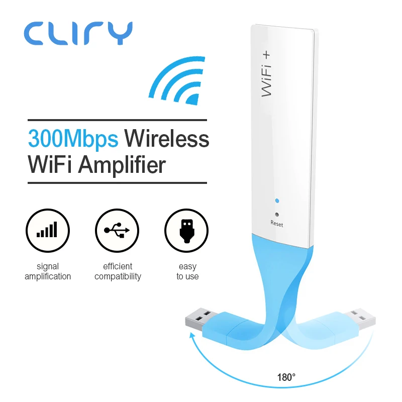 

Cliry 300Mbps USB Port Bendable Mini Portable WiFi Range Extender WIFI Repeater Adapter WiFi+Range Signal Amplifier Repeater