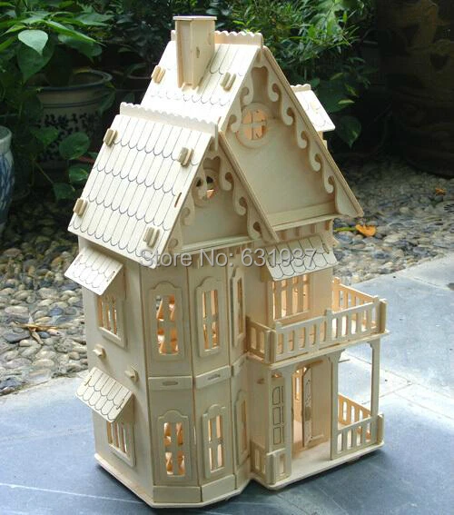

1:24 Doll Educational 3D Puzzle Wooden Miniature Toys Diy Cothic House Villa Construction Toy Models For Children Creative Gift