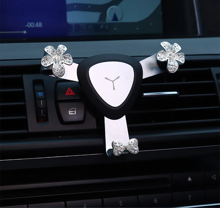 E-FOUR лада стойка телефона Автомобильный держатель для телефона Air Outlet клип Гравитация автоматическая поддержка MAC BOOK стандартный материал декор с бриллиантом мягкая защита автомобиля