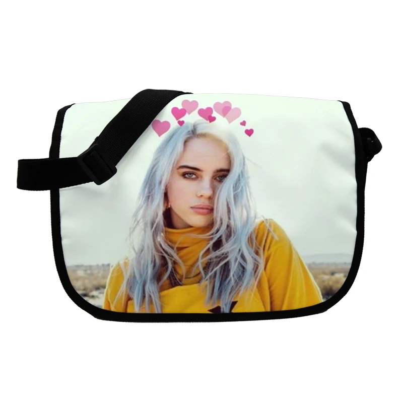 Billie Eilish сумка-мессенджер для мужчин и женщин, сумка через плечо для мальчиков и девочек, дорожные сумки на плечо, Детская маленькая сумка с клапаном, сумки через плечо - Цвет: Ярко-розовый