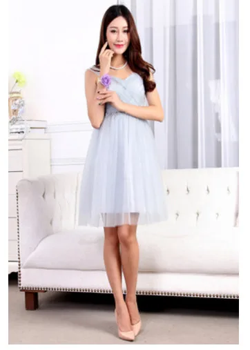short light grey Бледно-розовый длинное свадебное платье Элегантное Тюлевое дешевые платьев выпускного вечера под$50 младшее платье подружки невесты бальные платья Dama - Цвет: short light grey