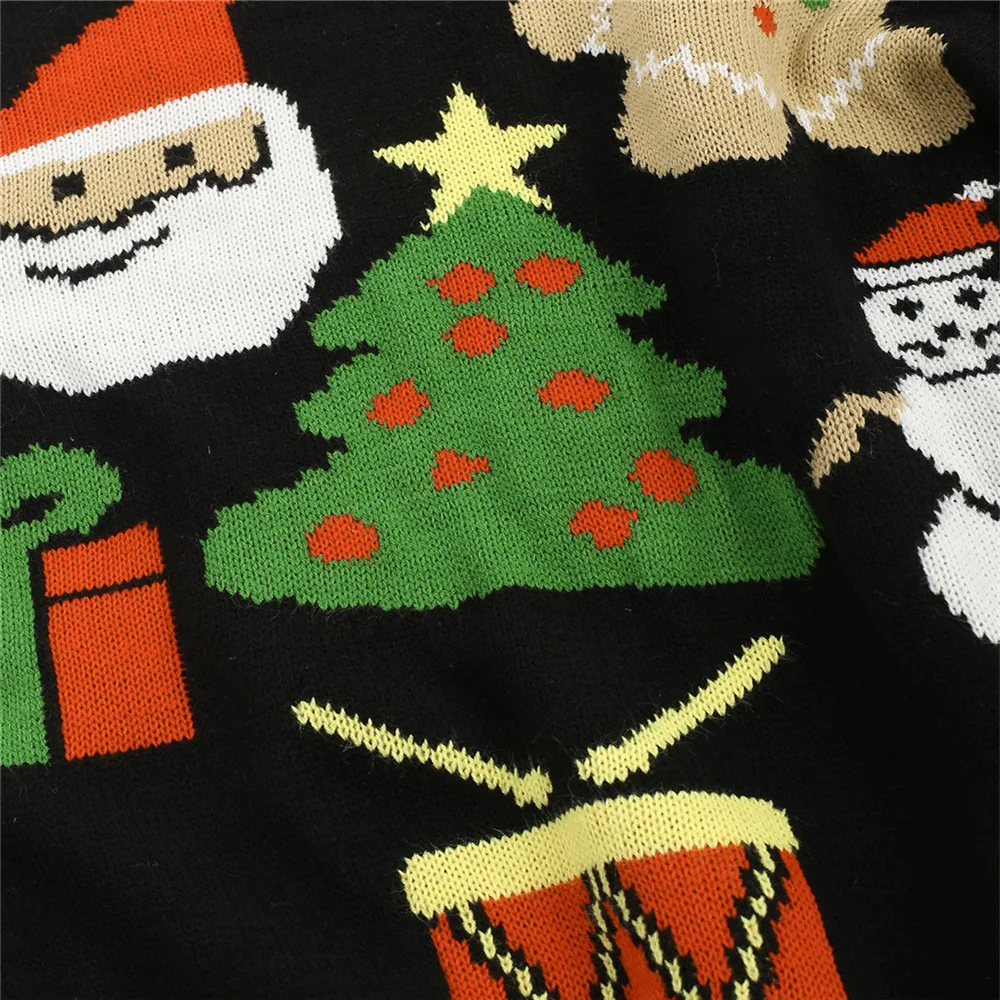 Hot Sale New Arrival Warm Gift Fashion Autumn Winter Men's Casual Print Santa Holiday Pullover O-neck Christmas Sweater F246
