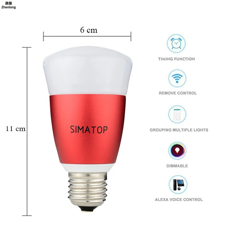 Smart Wi-Fi лампочки 7 W RGB Волшебная осветительная лампа светильник пробуждения фонари, совместимых с Alexa и Google помощник челнока E27 600lm