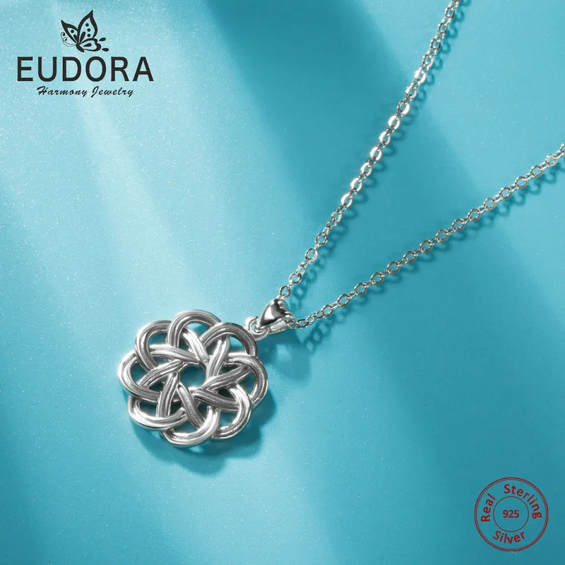 Eudora,, 925 пробы, серебряные, Бесконечная любовь, Cetics, подвески с узором из узлов, женское элегантное цветочное ожерелье, ювелирное изделие, подарок для друзей D176