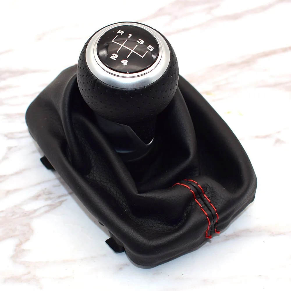 5 Speed-Silver R5 Матовая хромированная красная ручка переключения передач для Audi skoda seat A4 B6 B7 b8 A6 S4 B8 8K A5 8T Q5 2007 - Название цвета: 5 Speed-Silver R5