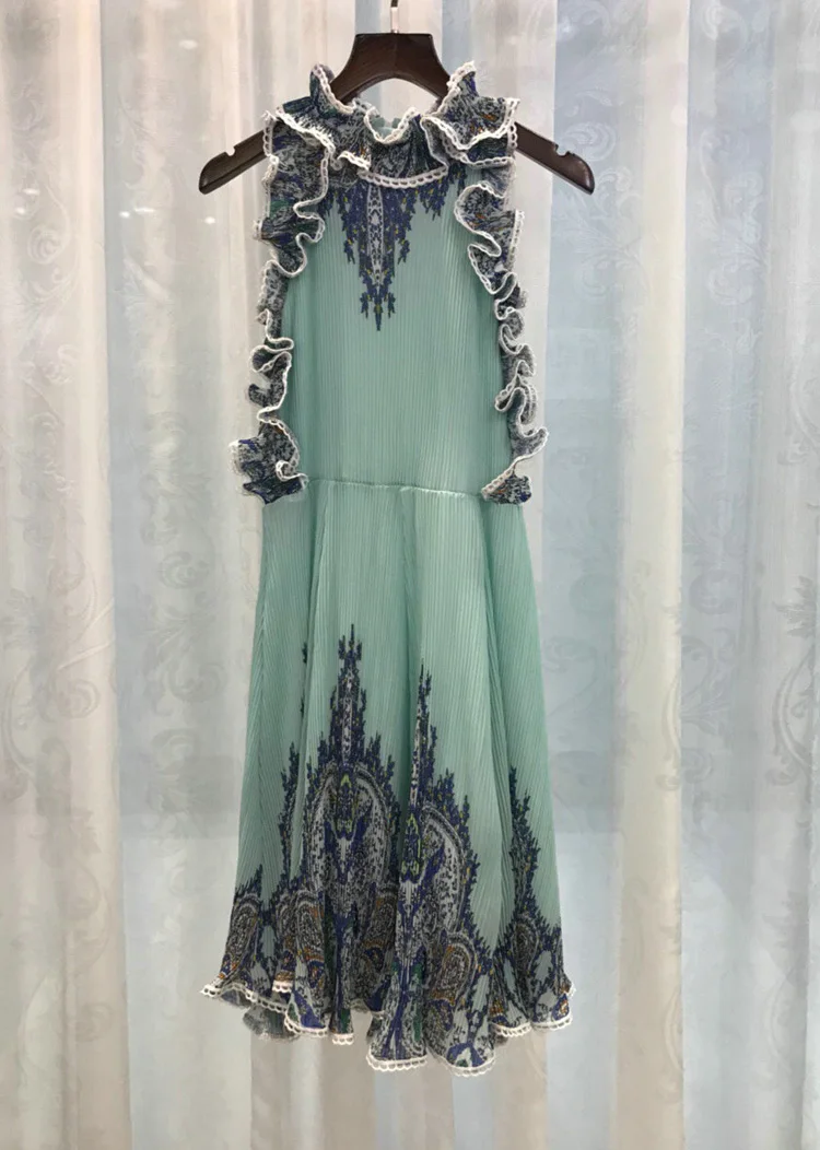 Vestido пляжное платье для отдыха с принтом мини-платья с драпированными оборками с элегантным верхом весенне-Летняя женская одежда халат femme