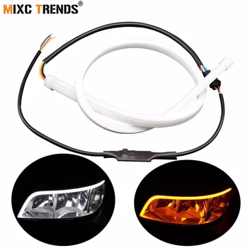 

45cm DRL Turn Signal LED Daytime Running Light Car Motorcycle Headlight Angel Eyes Flexible LED Strip Driving Turning Lights
