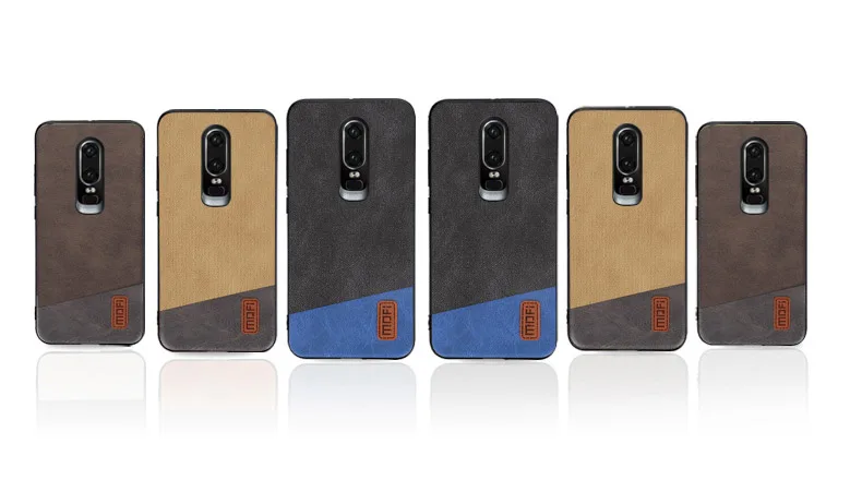 Oneplus 6 чехол MOFI One Plus 6 задняя крышка кожаный чехол для 1+ 6 мягкий силиконовый край Полный чехол для OP6 чехол 6,28''