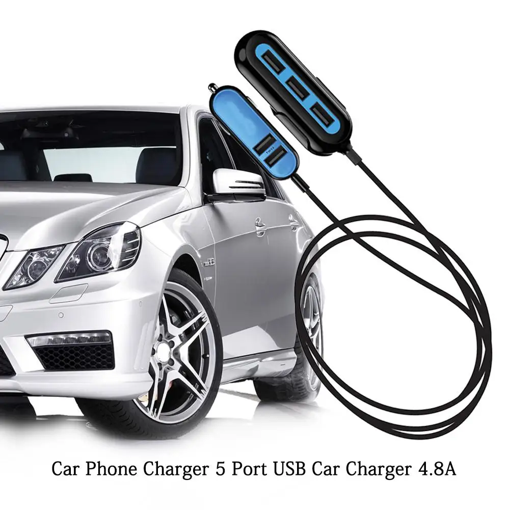 Универсальное автомобильное зарядное устройство для телефона 5 портов USB Автомобильное зарядное устройство 4.8A USB зарядное устройство 5 в 1 адаптер