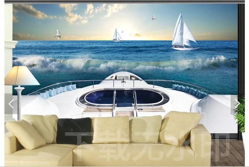 3d фото обои на заказ 3d настенные фрески обои греческой Эгейское море красоты ТВ Установка отделка стен 3d гостиная обои