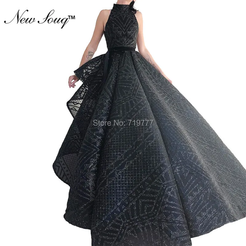 Черные вечерние платья 2019 Couture блестящие ткань арабский марокканский Вечеринка платье элегантный для женщин знаменитости Дубай