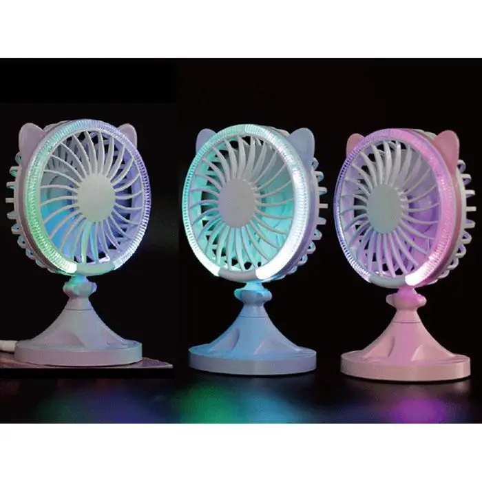 Portable USB Handheld Mini Fan LED Night Light Desk Lamp Fan