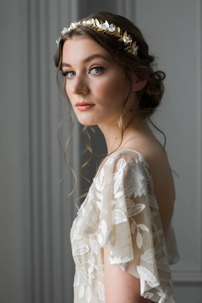 

2019 Spring Summer New Trends Forecast Gold and White Goddess Flower Crown