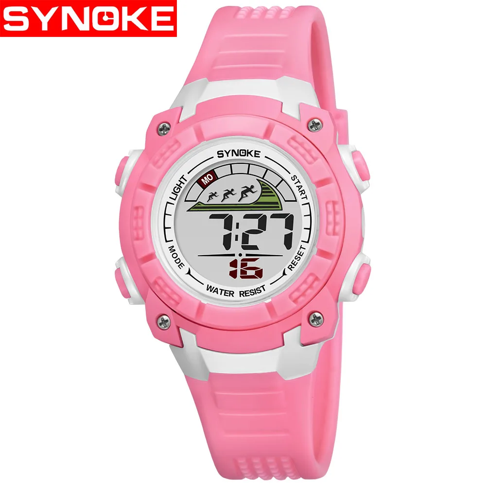 Pink SYNOKE детские часы многофункциональные водонепроницаемые часы цифровые часы наручные электронные часы для мальчиков и девочек Reloj - Цвет: Pink