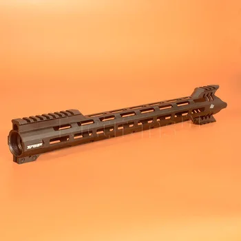 CNC Machined Aluminum Lightweight 16 One Piece Free Float Handguard Tactical Rail Forend w/ M-lok Hole Arrowed Assaut End BLK/CB