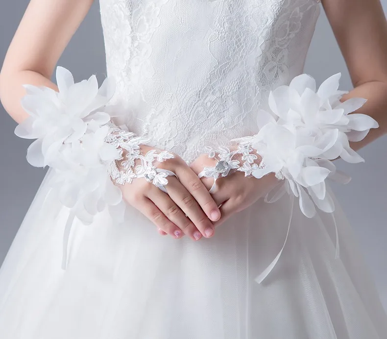 lace flower Детские леггинсы для маленьких девочек; детское платье подружки невесты для девочек в цветочек Выходные туфли на выпускной бал вечернее атласное Кружевное белое платье с цветочным рисунком перчатки - Цвет: lace flower