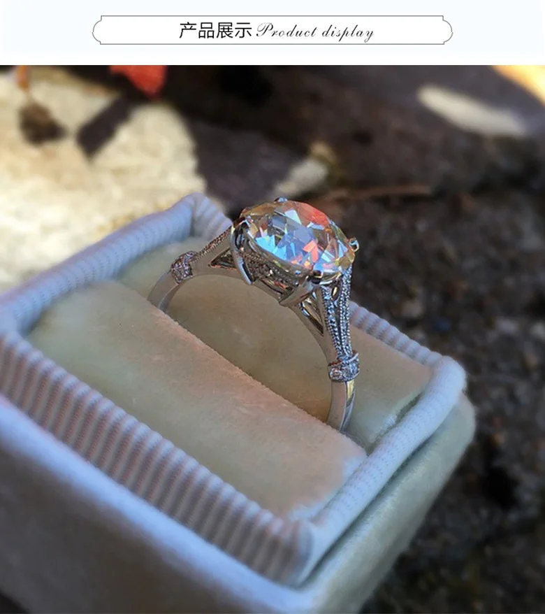 

Wholesale Promotion 925 Sterling Silver Rings Luxury White AAA+ Zircon Finger Ring Wedding Band Women Promise Engagement Rings