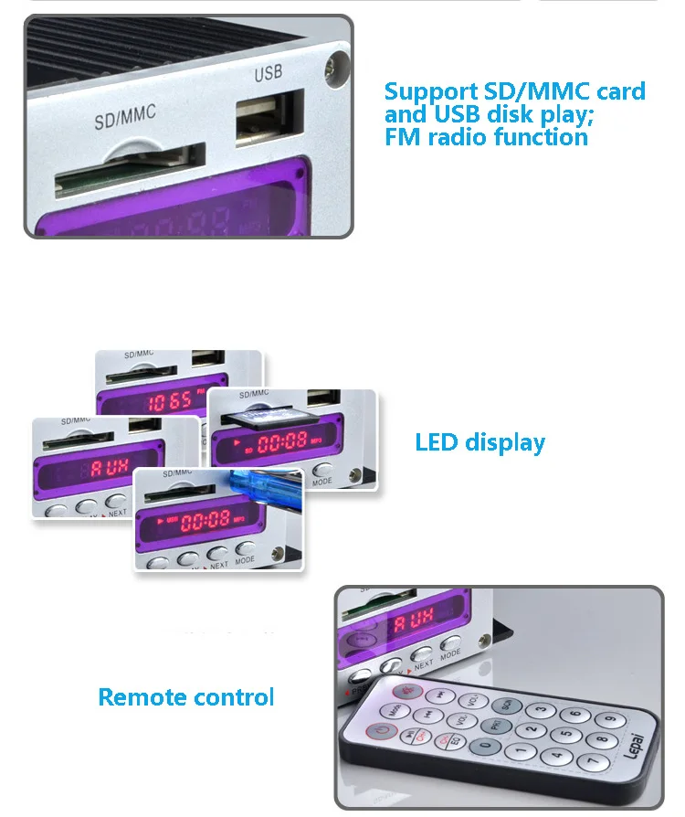 Bluetooth Lepy LP-A7USB усилители мощности с 12V3A мощность и аудио кабель Многофункциональный FM SD USB MP3-плеер для домашнего автомобиля