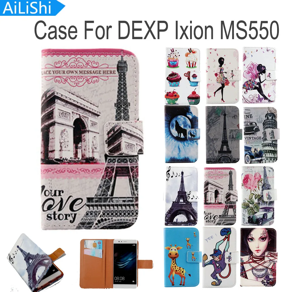 

AiLiShi Flip PU Leather Case For DEXP Ixion MS550 Case New Arrive Cartoon Painted Protective Cover Skin With Card Slot