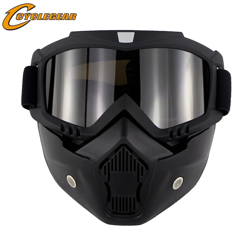 CYCLEGEARCG06 мотоциклетная маска против ветра Gafas моторный велосипед спортивные очки защитная маска открытые шлемы Съемные очки - Цвет: Matt Black Smoke