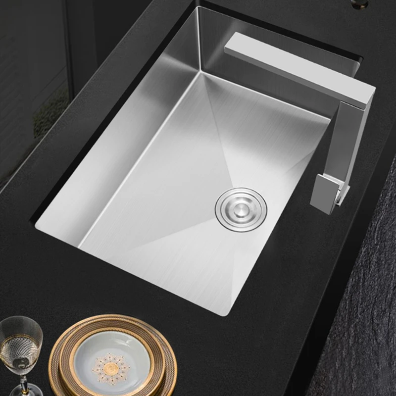 Single Bowl 304 Stainless Steel Kitchen Sink Thickened 3mm Single-slot Brushded Silver Manual 45cm*40cm Sinks | Обустройство дома